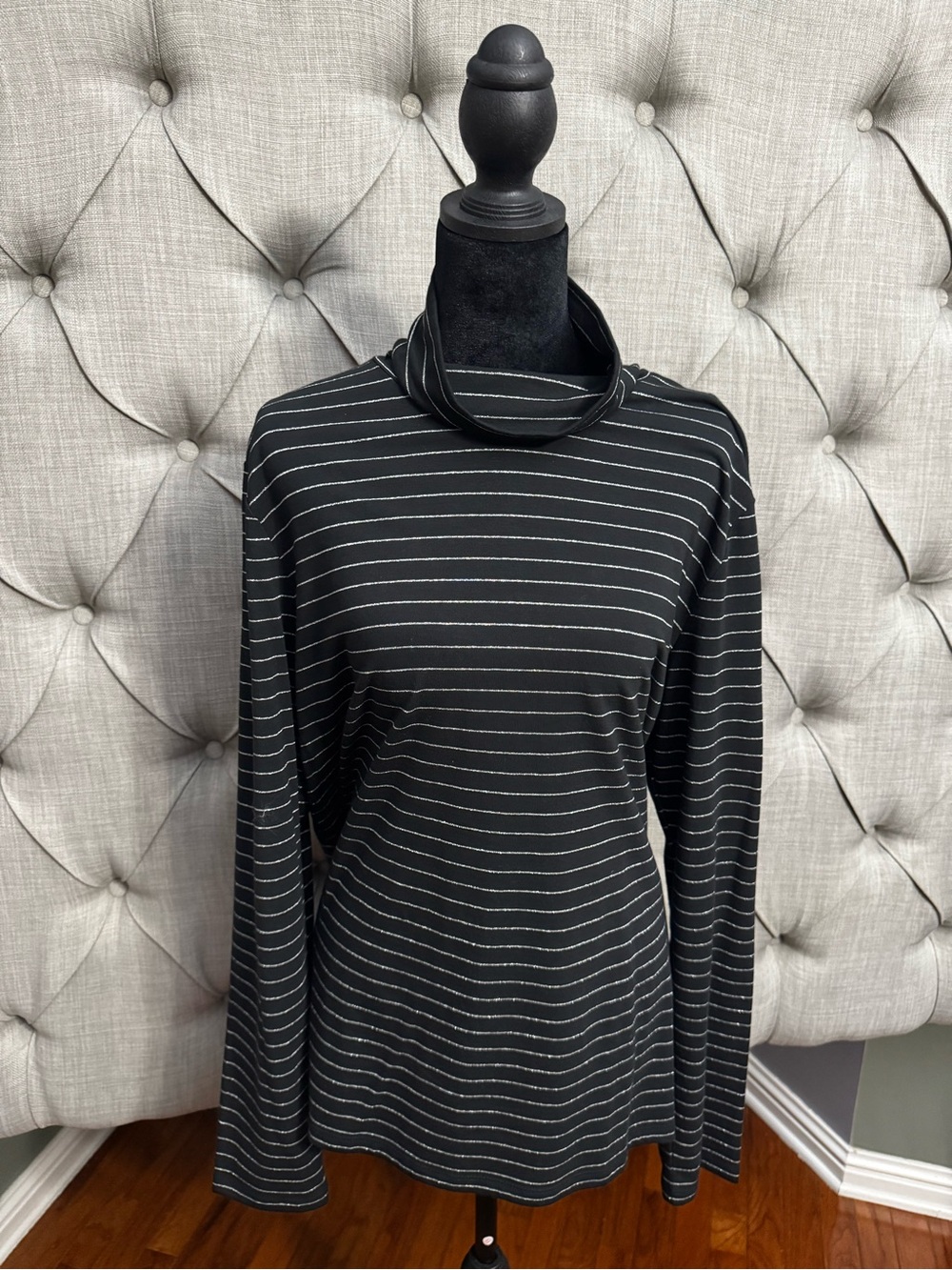 GAP Black and White Striped Turtleneck Long Sleeve Top